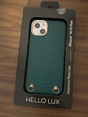 New iPhone 14/15 Plus Green Croc Phone Case